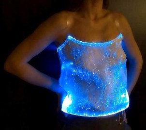 A company called LumiGram is now making shirts, purses, pillows, table cloths, etc., out of fiberoptic material. I guess it's a step beyond glow-in-the-dark.