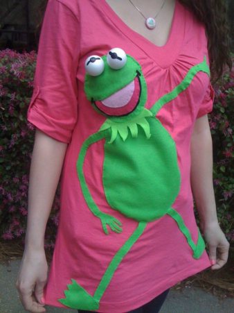 My handmade shirt featuring Kermit the Frog.