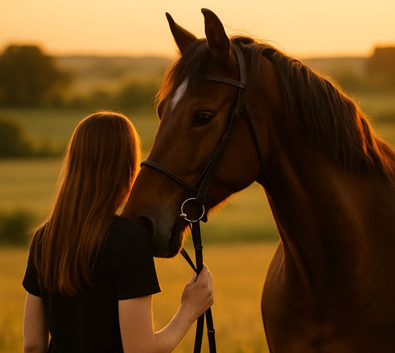 A photo illustration of a girl and her horse.