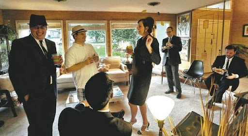 A "Mad Men" party with guests dressed in vintage-style clothing.