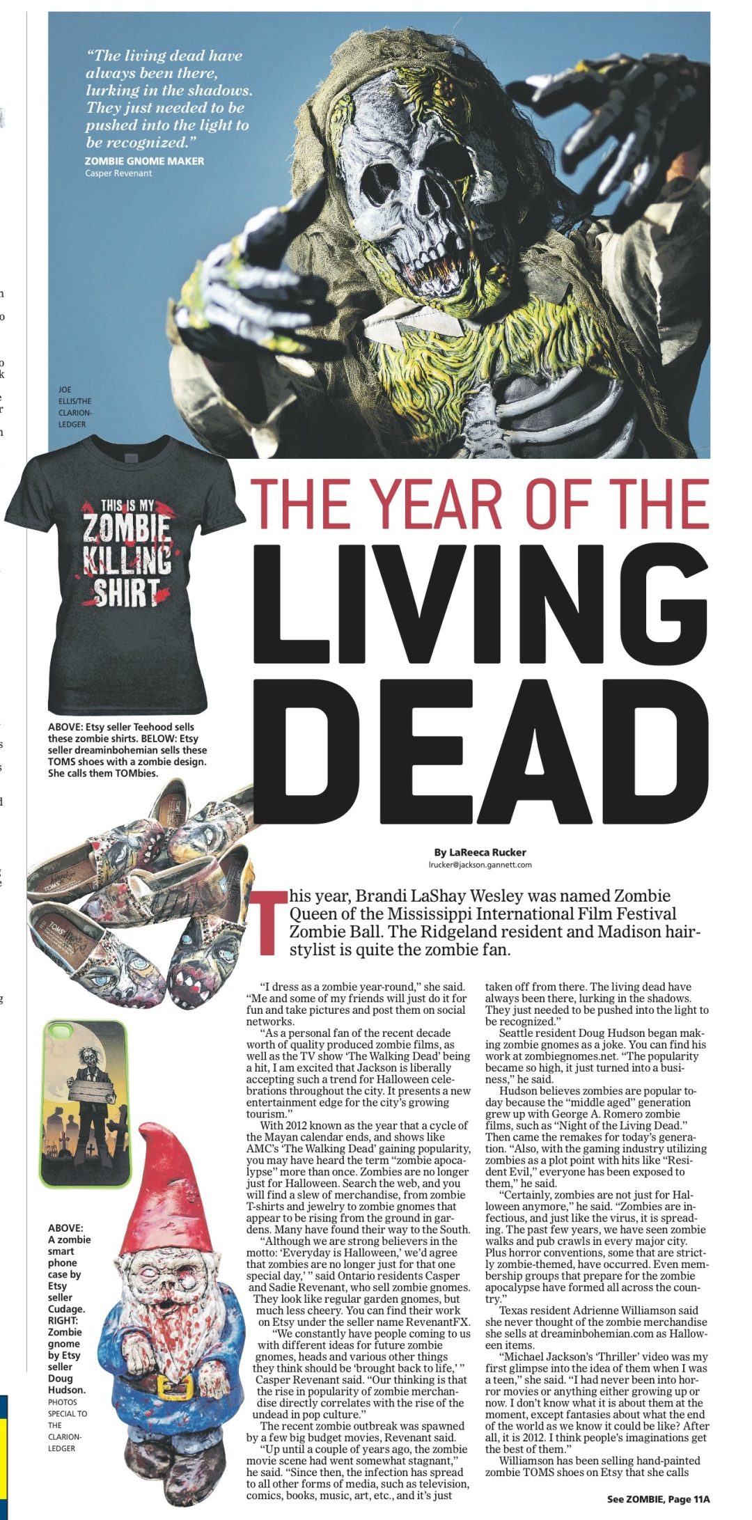 The Year of the Living Dead is a newspaper page about zombies.