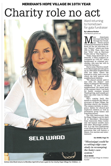 Actress Sela Ward leads a charity called Hope Village.