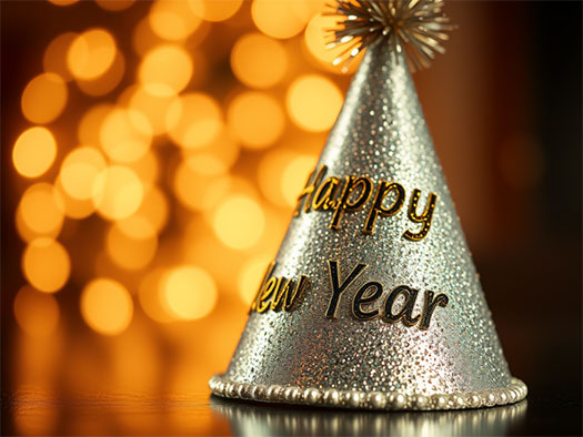 A hat that reads "Happy New Year."