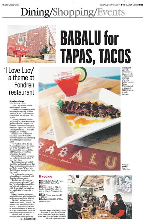 A story about a restaurant called Babalu that features images of their food.