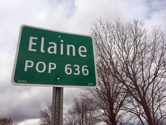 The population sign for the town of Elaine, Arkansas.