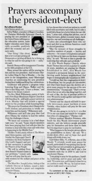 A story about the newly elected president Obama.