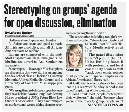 A picture of a newspaper article about stereotypes.