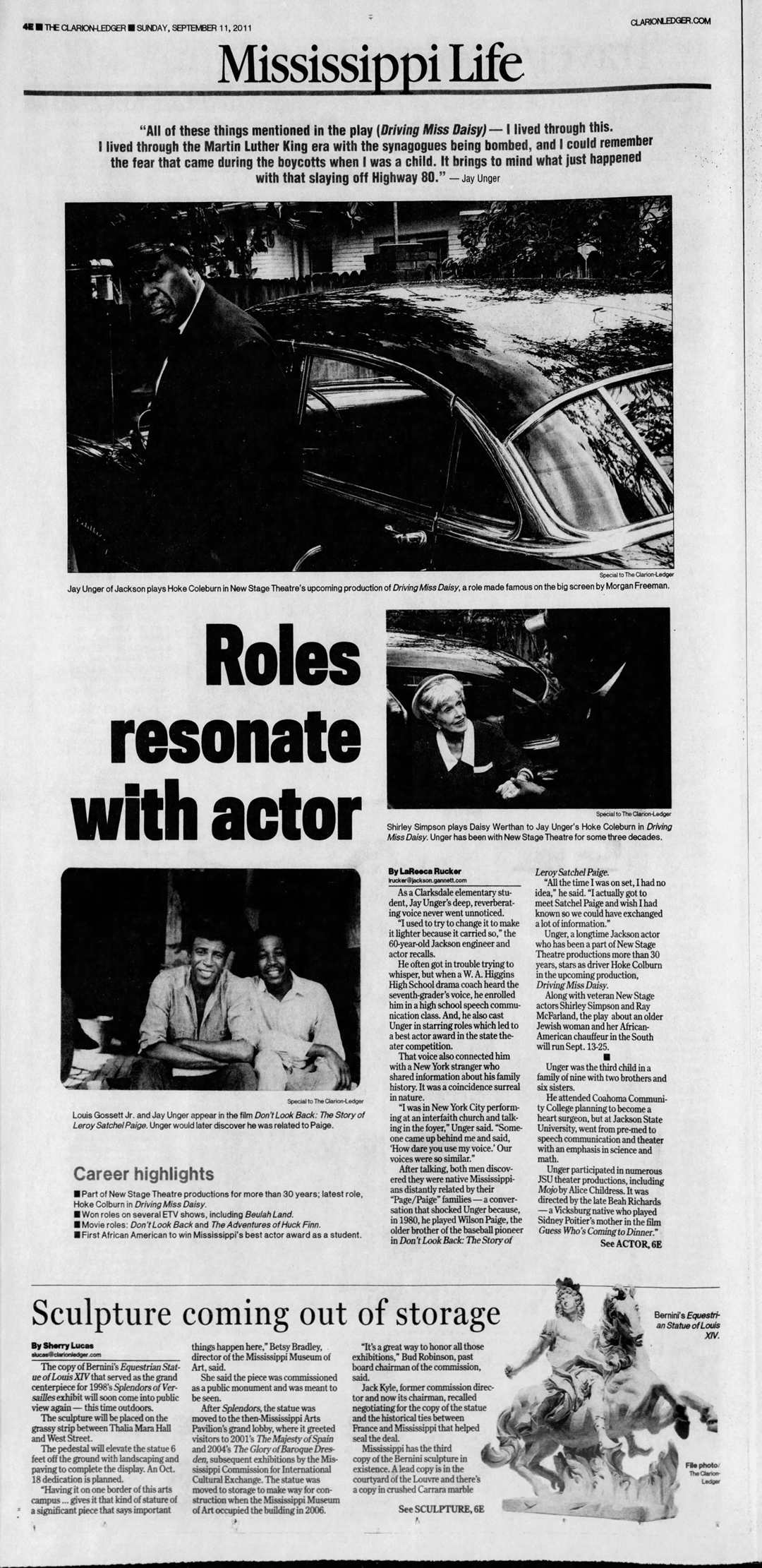 A newspaper article about actor Jay Unger.