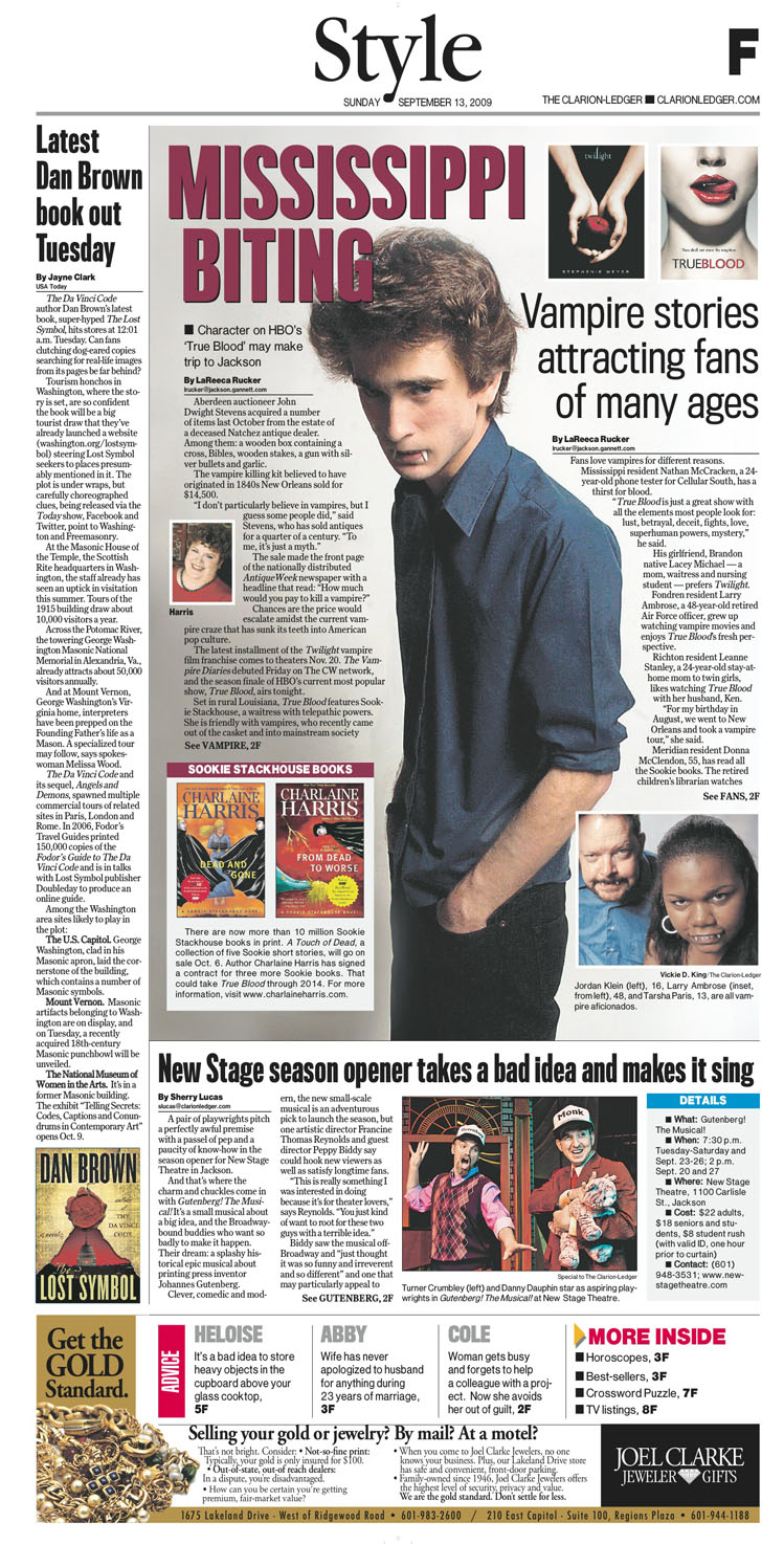 A newspaper page featuring local Mississippians who are fans of the vampire trend in books and television.